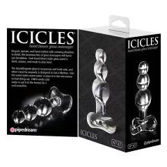   Icicles No. 47 - tripla gyöngyös, üveg anál plug (átlátszó)