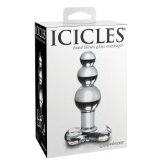   Icicles No. 47 - tripla gyöngyös, üveg anál plug (átlátszó)