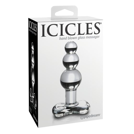 Icicles No. 47 - tripla gyöngyös, üveg anál plug (átlátszó)