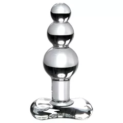   Icicles No. 47 - tripla gyöngyös, üveg anál plug (átlátszó)