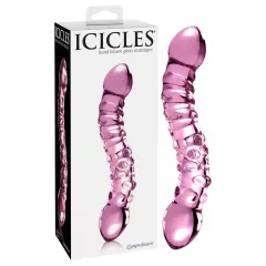 Icicles No. 55 - kétvégű, G-pont üveg dildó (pink)