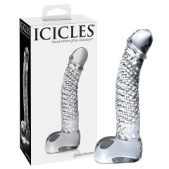   Icicles No. 61 - herés, péniszes üveg dildó (átlátszó)