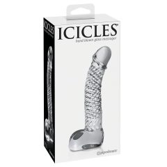   Icicles No. 61 - herés, péniszes üveg dildó (átlátszó)