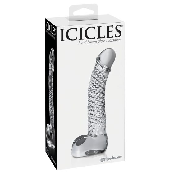 Icicles No. 61 - herés, péniszes üveg dildó (átlátszó)