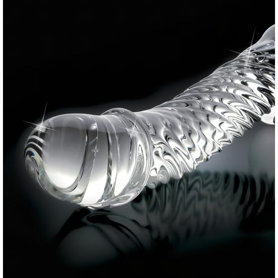 Icicles No. 61 - herés, péniszes üveg dildó (átlátszó)