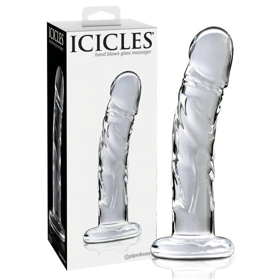 Icicles No. 62 - péniszes üveg dildó (átlátszó)