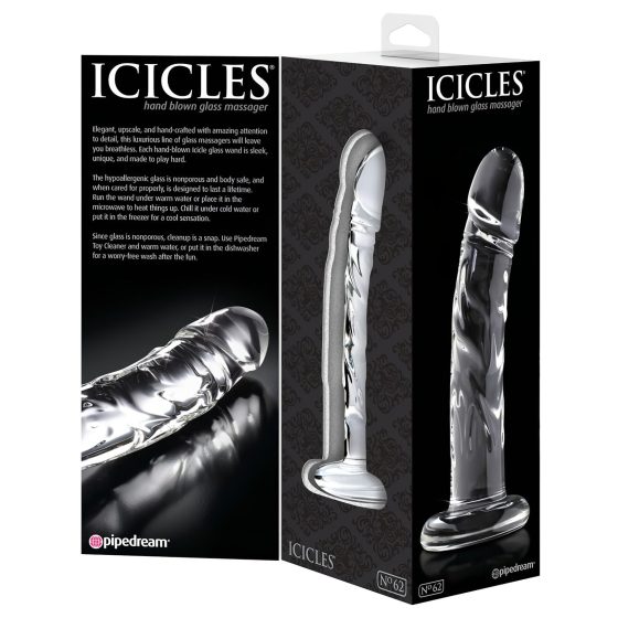Icicles No. 62 - péniszes üveg dildó (átlátszó)