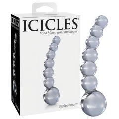   / Icicles No. 66 - íves, gömbös, üveg dildó (átlátszó)