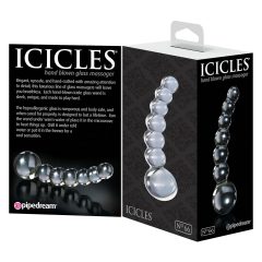 Icicles No. 66 - íves, gömbös, üveg dildó (átlátszó)