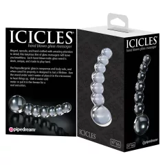   / Icicles No. 66 - íves, gömbös, üveg dildó (átlátszó)