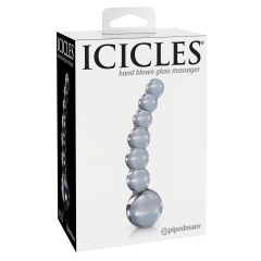 Icicles No. 66 - íves, gömbös, üveg dildó (átlátszó)