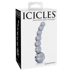   / Icicles No. 66 - íves, gömbös, üveg dildó (átlátszó)