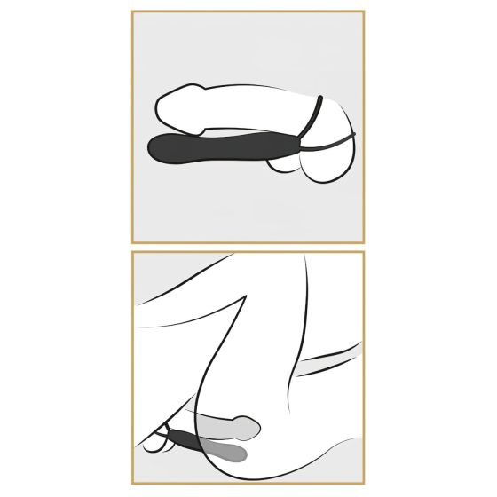 Fetish Double Trouble - here- és péniszgyűrű dildóval (fekete)