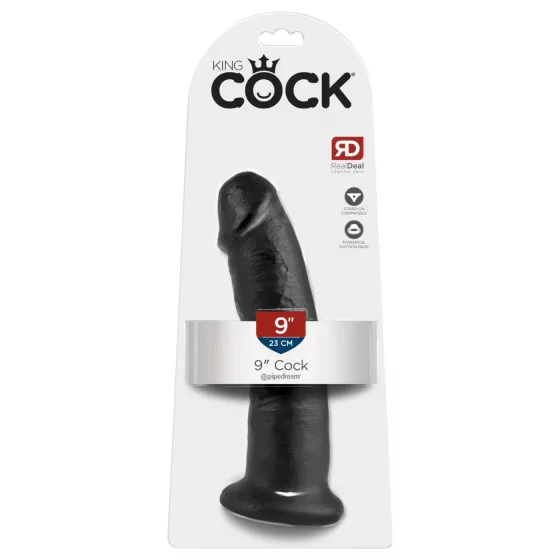 King Cock 9 - tapadótalpas dildó (fekete)