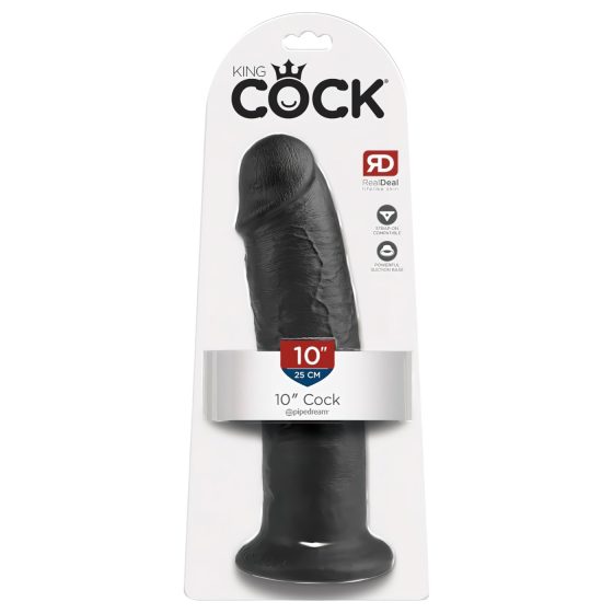 King Cock 10 - tapadókorongos dildó (25cm) - fekete