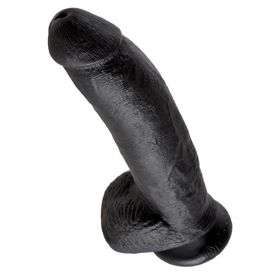 King Cock 9 - nagy tapadókorongos, herés dildó (23cm) - fekete