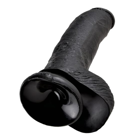 King Cock 9 - nagy tapadókorongos, herés dildó (23cm) - fekete