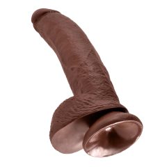   King Cock 9 - nagy tapadókorongos, herés dildó (23cm) - barna