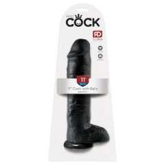   King Cock 11 - nagy tapadókorongos, herés dildó (28cm) - fekete
