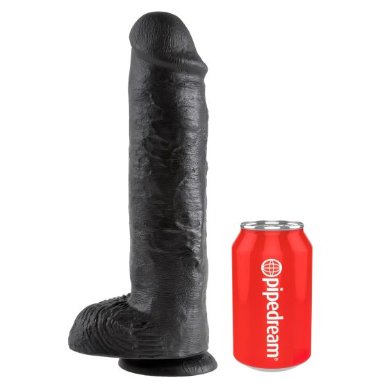 King Cock 11 - nagy tapadókorongos, herés dildó (28cm) - fekete