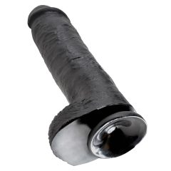   King Cock 11 - nagy tapadókorongos, herés dildó (28cm) - fekete