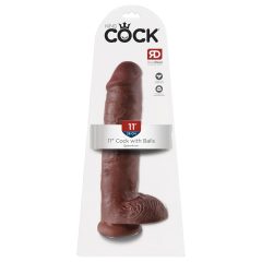   King Cock 11 - nagy tapadókorongos, herés dildó (28cm) - barna
