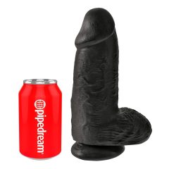   King Cock 9 Chubby - tapadókorongos, herés dildó (23cm) - fekete