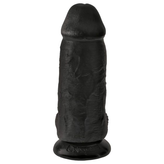 King Cock 9 Chubby - tapadókorongos, herés dildó (23cm) - fekete