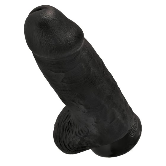 King Cock 9 Chubby - tapadókorongos, herés dildó (23cm) - fekete