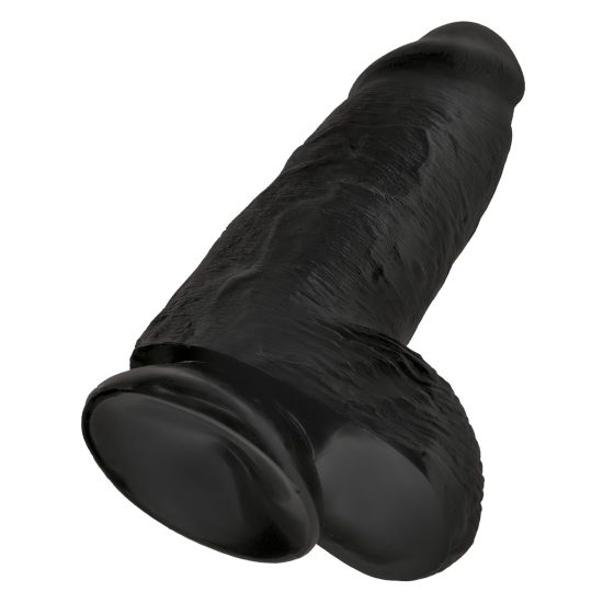 King Cock 9 Chubby - tapadókorongos, herés dildó (23cm) - fekete
