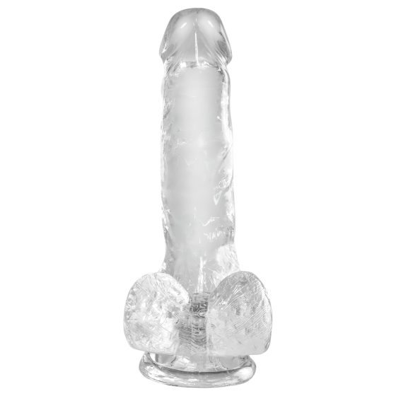 King Cock Clear 6 - tapadókorongos, herés kis dildó (15cm)