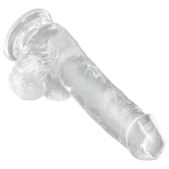 King Cock Clear 6 - tapadókorongos, herés kis dildó (15cm)