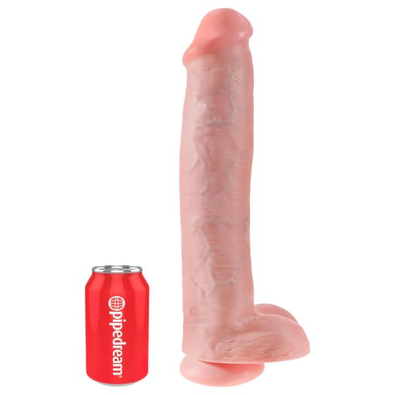 King Cock 15 - tapadókorongos, herés dildó (38cm) - natúr