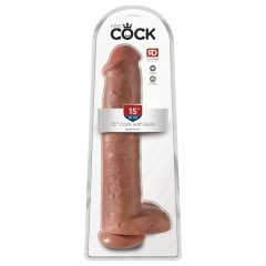/ King Cock 15 - óriás dildó (38cm) - sötét natúr