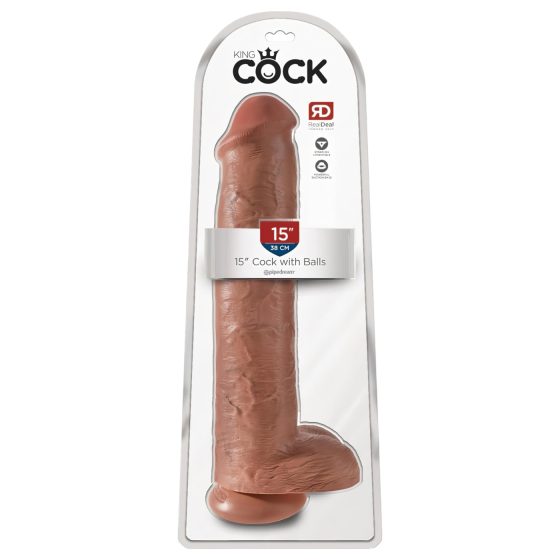 / King Cock 15 - óriás dildó (38cm) - sötét natúr