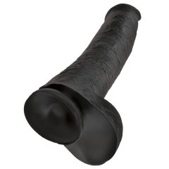   King Cock 15 - tapadókorongos, herés dildó (38cm) - fekete