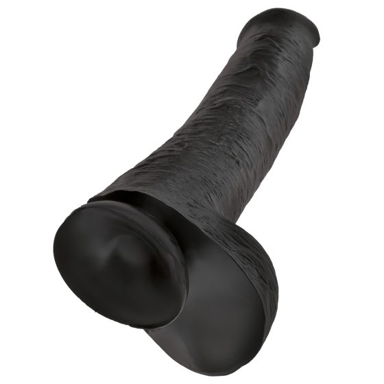 King Cock 15 - tapadókorongos, herés dildó (38cm) - fekete