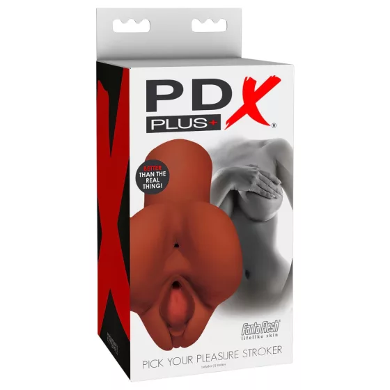 / PDX Pick Your Pleasure - 2in1 élethű maszturbátor férfiaknak (barna)