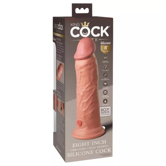 King Cock Elite 8 - tapadókorongos vibrátor (20cm) - natúr