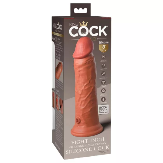 King Cock Elite 8 - élethű vibrátor 20cm (sötét natúr)
