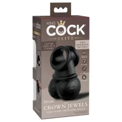 / King Cock Crown Jewels - rezgő péniszgyűrű (fekete)