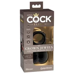 / King Cock Crown Jewels - rezgő péniszgyűrű (fekete)