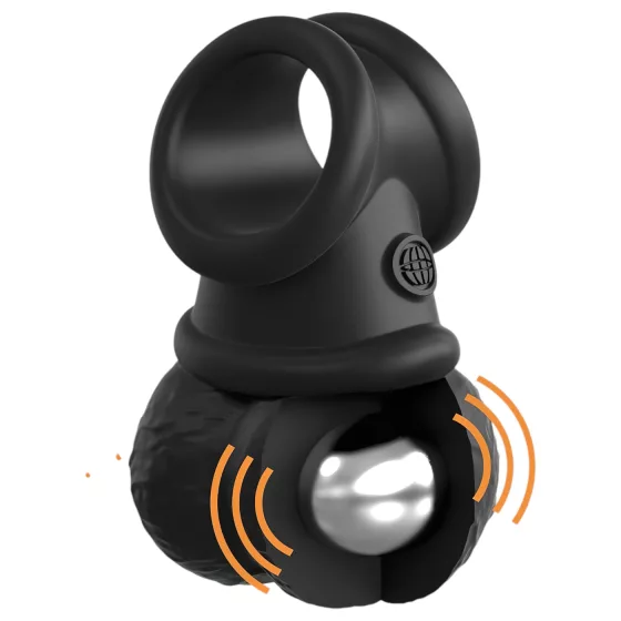 / King Cock Crown Jewels - rezgő péniszgyűrű (fekete)