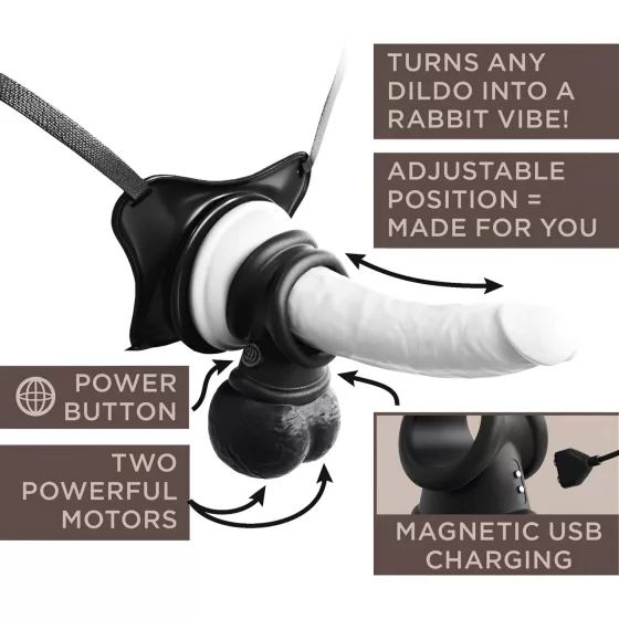 / King Cock Crown Jewels - rezgő péniszgyűrű (fekete)