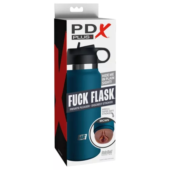 Fuck Flask Private Pleaser - művagina kulacsban (kék-barna)