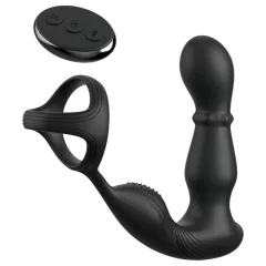   Anal Fantasy Ass-Gasm - forgó fejes anál vibrátor péniszgyűrűvel (fekete)