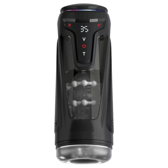 PDX Elite Moto-Bator Pro - gyöngyös, melegítős lökő maszturbátor (fekete)