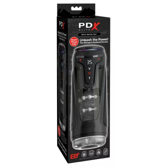 PDX Elite Moto-Bator Pro - gyöngyös, melegítős lökő maszturbátor (fekete)