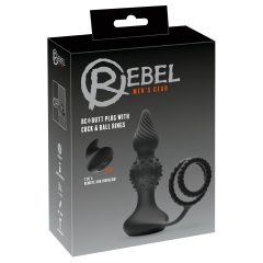   Rebel 2in1 - akkus, rádiós anál vibrátor péniszgyűrűvel (fekete)