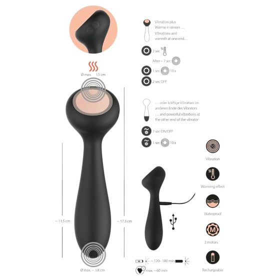 You2Toys CUPA - akkus, melegítő 2in1 vibrátor (fekete)